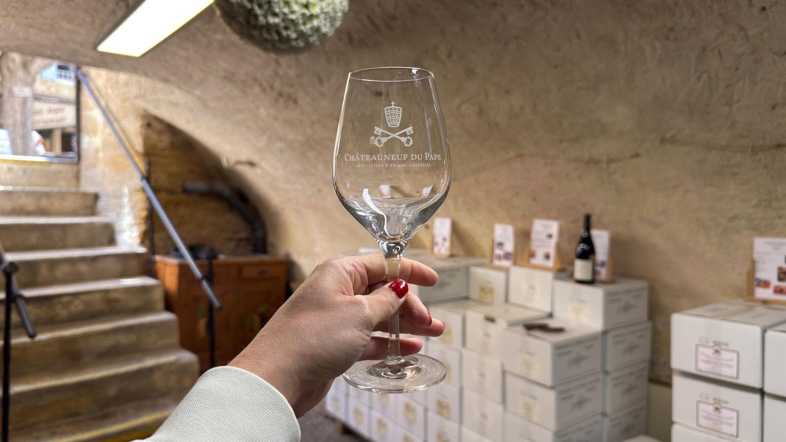 Verre gravé dans le caveau voûté