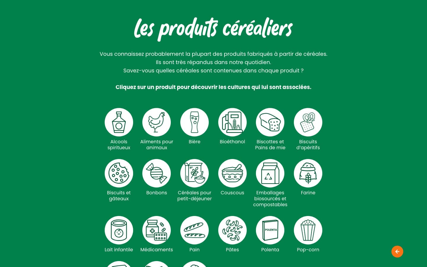 Grille des 21 produits céréaliers, du pain au bioéthanol